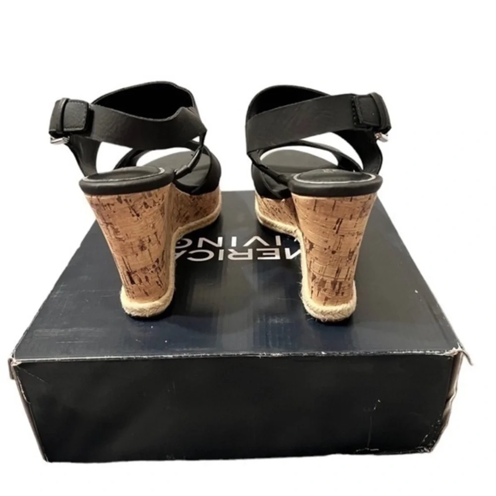 American Living Women's‎ Adrina Slingback Platform Wedge Sandals black size 9.5